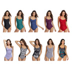 DS02 Ladies Suspender Conservative Triangle One-Piece Swimsuit With Chest Pad, S, M, L, XL, XXL