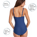DS02 Ladies Suspender Conservative Triangle One-Piece Swimsuit With Chest Pad, S, M, L, XL, XXL