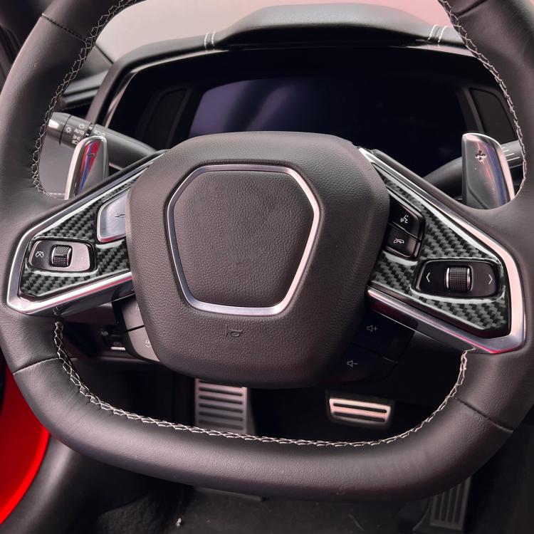 For Chevrolet Corvette C8 2pcs /Set Steering Wheel Button Frame Sticker