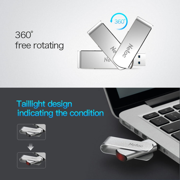 Netac U388 High Speed USB3.0 Metal Rotating Car Computer U Disk, 16GB, 32GB, 64GB, 128GB
