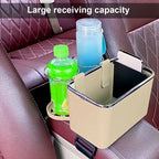 Car Paper Box Hanging Armrest Box Storage Box Cup Holder, Black Double Cup, Beige Double Cup