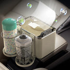 Car Paper Box Hanging Armrest Box Storage Box Cup Holder, Black Double Cup, Beige Double Cup