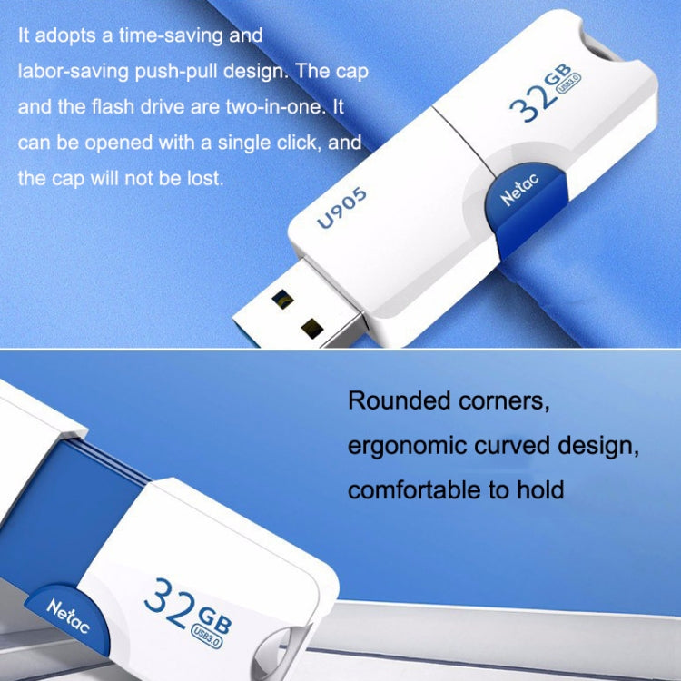 Netac U905 High Speed USB3.0 Retractable Car Music Computer USB Flash Drive, 16GB, 32GB, 64GB, 128GB, 256GB
