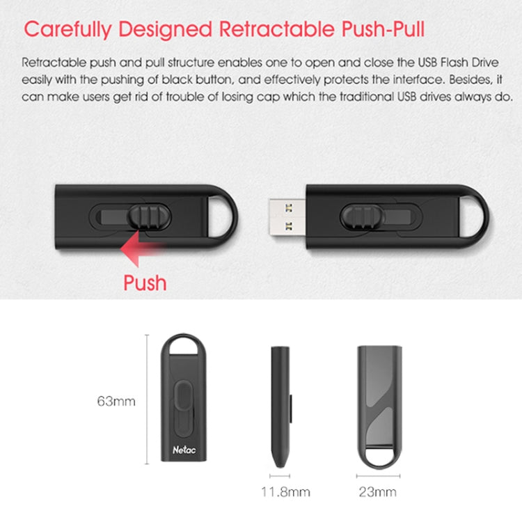 Netac U309 High Speed USB3.0 Push-Pull Encrypted USB Flash Drive, 16GB, 32GB, 64GB, 128GB, 256GB, 512GB
