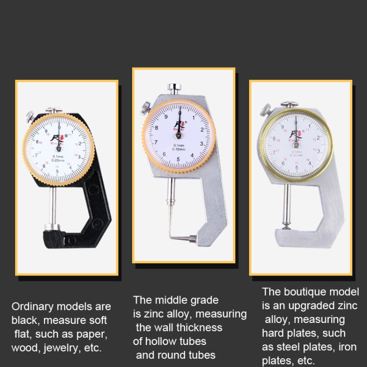 CHIXI Handheld Thickness Gauge Paper Thickness Gauge, Ordinary  0-10mm Flat Head, Mid-range  0-10mm Pointed Head, Mid-range  0-10mm Flat Head, Mid-range 0-10mm Curved Point