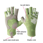 Ice Silk Half Finger Fishing Gloves Sunscreen  Riding Gloves, Mens Free Size, Womens Free Size