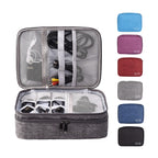 5 Inch Multifunctional Electronic Digital Earphone Power Cord Storage Bag, Purple, Black, Wine Red, Dark Gray, Green, Lake Blue