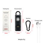 Anti-wolf Alarm Rechargeable Female Student Self-defense Keychain, Rechargeable Black, Rechargeable White