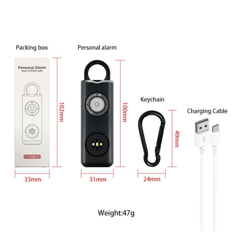 Anti-wolf Alarm Rechargeable Female Student Self-defense Keychain, Rechargeable Black, Rechargeable White