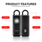 Anti-wolf Alarm Rechargeable Female Student Self-defense Keychain, Rechargeable Black, Rechargeable White