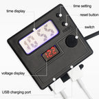 Motorcycle Clock Digital Display Dual USB Phone Charger Waterproof 5V 3A Fast Charge, Clock Digital Display Black