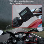 Motorcycle Clock Digital Display Dual USB Phone Charger Waterproof 5V 3A Fast Charge, Clock Digital Display Black