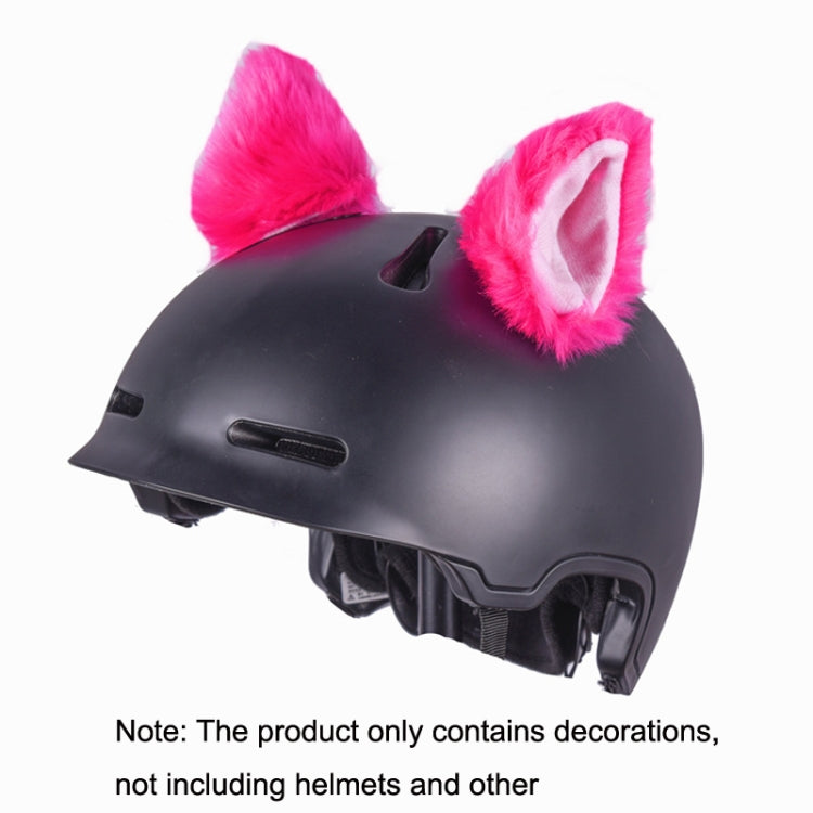 4PCS Motorcycle Plush Ear Helmet Decoration, White, Pink, Light Gray, Black, Red, Rose Red