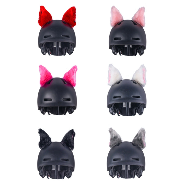 4PCS Motorcycle Plush Ear Helmet Decoration, White, Pink, Light Gray, Black, Red, Rose Red