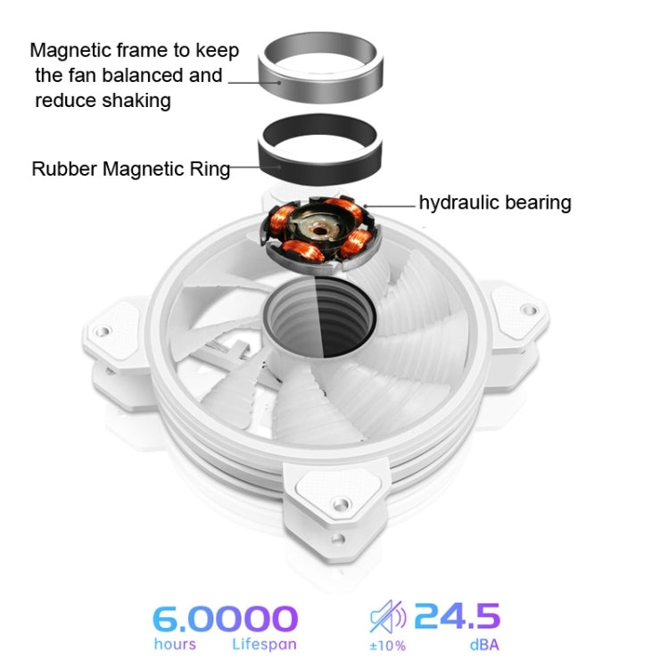 COOLMOON 12cm Infinity Lens Computer Cooling Fan PWM ARGB Chassis Cooling Fan, WF1 (White), WF1 (Black)