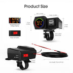 WUPP CS-1747A1 Motorcycle Voltage Temperature Digital Display Double USB Phone Charger, CS-1747A1 Double USB Port