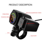 WUPP CS-1747A1 Motorcycle Voltage Temperature Digital Display Double USB Phone Charger, CS-1747A1 Double USB Port