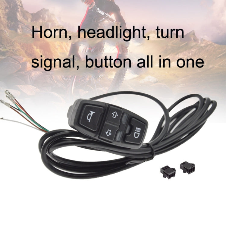 3 In 1 Switch Mountain Car Skateboard Horn Headlights Turn Switch, 36V, 48V