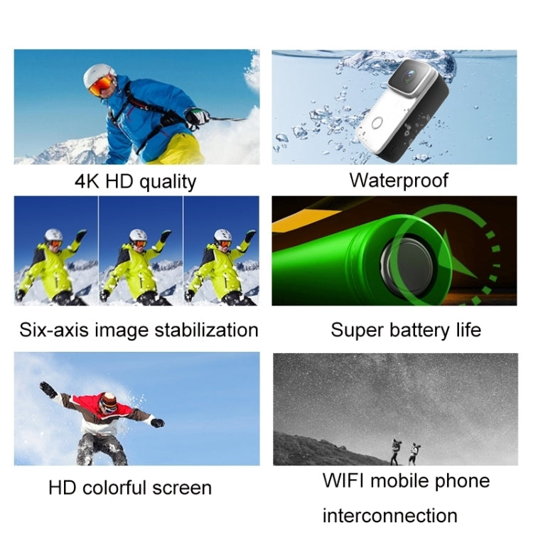 C200 4K Face Recognition WIFI Anti-Shake Outdoor Cycling Waterproof Sports Camera, ((White Set), (Black Set)