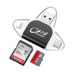 R015 USB2.0 & Micro USB+8Pin+Type-C 4 In 1 Card Reader Supports SD/TF Card, R015 Black, R015 Rose Gold