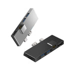W05 8 In 1 USB3.1 Gne1 Ethernet RJ45 Converter For Surface Pro4/5/6, Black, Silver