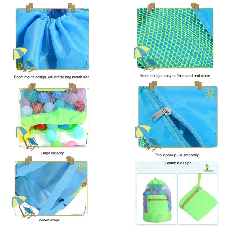 Double Shoulder Mesh Backpack Toy Storage Beach Bag For Children, Storage Beach Bag(Green), Storage Beach Bag(Blue), Storage Beach Bag(Rose Red)