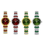 BS Bee Sister  FA1700 Diamond Inlaid Ladies Watch Symphony Wrist Watch, Golden Red, Silver -red, Golden Green, Silver Green
