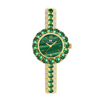 BS Bee Sister FA1698 Ladies Simple Temperament Retro Malachite Texture Small Green Watch, Gold, Silver