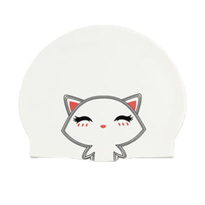 Hy08 Cute Cartoon Print Silicone Swimming Cap, Spec:, Black Swan, Little Squirrel, Princess Cat, Cavaliers cat, White Pig, Pink Pig, Strawberry, Pink Blossom, Deep Blue