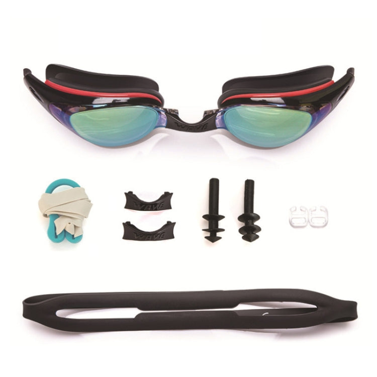 WAVE Electroplating HD Anti-fog Myopia Swimming Glasses, Golden Blue Optical, Blue Red Optical, Red Black 550 degree, Red Black 600 Degree, Red Black 650 Degree, Red Black 700 Degree, Red Black 800 Degree, Blue Black 550 Degree, Blue Black 600 Degree  ...