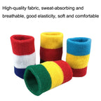 2PCS Basketball Badminton Tennis Running Fitness Towel Sweat-absorbent Sports Wrist, Sports Wrist(Blue Red White), Sports Wrist(Red Yellow Green), Sports Wrist(Red Yellow Blue), Sports Wrist(Black Red Yellow)