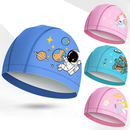 Cute Cartoon High Elastic Children PU Waterproof Swimming Cap