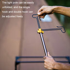 Outdoor Camping Telescopic Double Hook Folding Light Stand, Golden, Black, Green