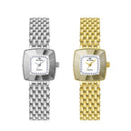 BS Bee Sister  FA1197  Square Dial Stainless Steel Strap Ladies Simple Watch, Silver, Gold
