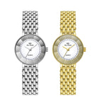 BS Bee Sister FA1199 Round Dial Edge Glass Ladies Watch, Silver, Gold