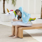 Inflatable Children Swimming Ring with Sunshade Floating Seat, Swimming Ring With Awning( Unicorn), Swimming Ring With Awning(Flamingo)