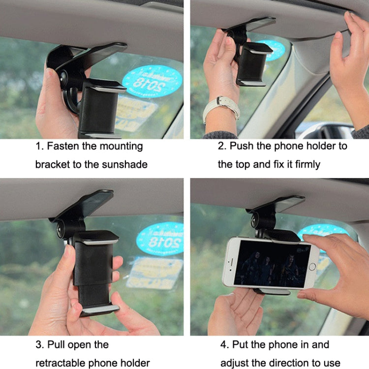 Car Sun Visor Bracket Car Mobile Phone Buckle Holder, Red, Yellow, Grey