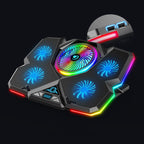CoolCold  Five Fans 2 USB Ports Laptop Cooler Gaming Notebook Cool Stand,Version:, Touch Symphony Blue, Touch Symphony Red, Dial Adjust Basic Blue