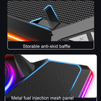CoolCold  Five Fans 2 USB Ports Laptop Cooler Gaming Notebook Cool Stand,Version:, Touch Symphony Blue, Touch Symphony Red, Dial Adjust Basic Blue