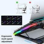 CoolCold  Five Fans 2 USB Ports Laptop Cooler Gaming Notebook Cool Stand,Version:, Touch Symphony Blue, Touch Symphony Red, Dial Adjust Basic Blue