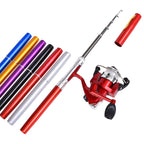 LEO Pen Type Fishing Rod & Spinning Wheel Fishing Reel Portable Pocket Fishing Gear, H8022B Black, H8022BL Blue, H8022G Gold, H8022PU Purple, H8022R Red, H8022 Silver