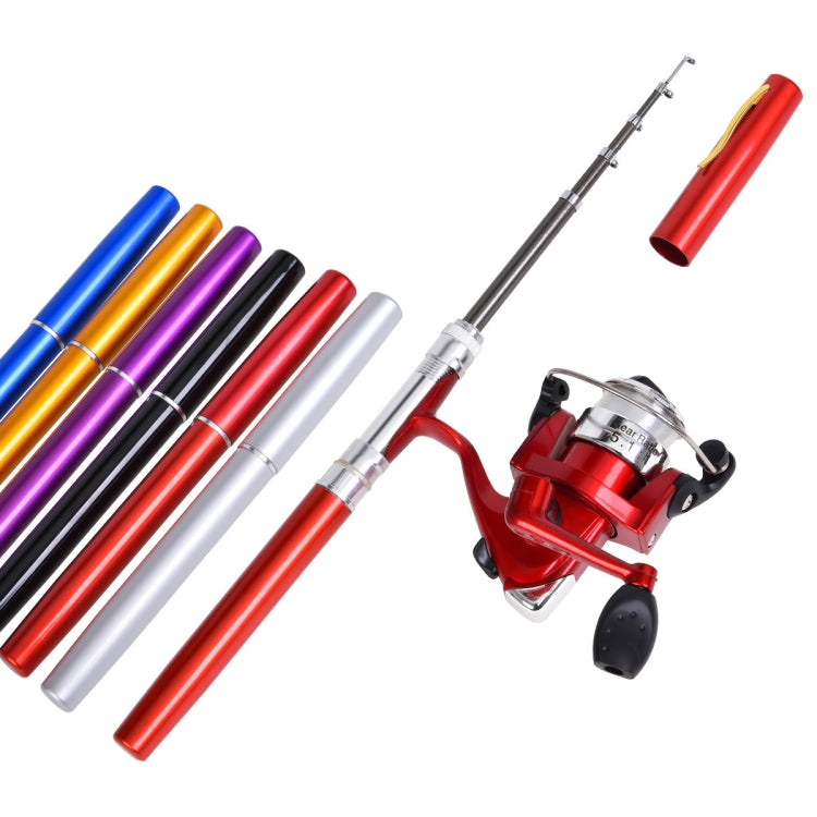LEO Pen Type Fishing Rod & Spinning Wheel Fishing Reel Portable Pocket Fishing Gear, H8022B Black, H8022BL Blue, H8022G Gold, H8022PU Purple, H8022R Red, H8022 Silver