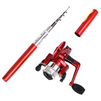LEO Pen Type Fishing Rod & Spinning Wheel Fishing Reel Portable Pocket Fishing Gear, H8022B Black, H8022BL Blue, H8022G Gold, H8022PU Purple, H8022R Red, H8022 Silver