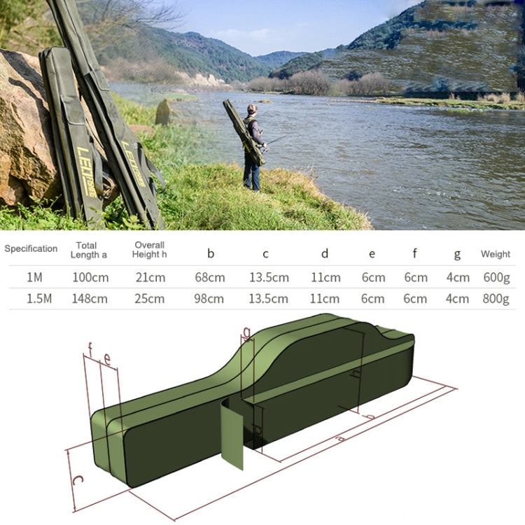 LEO 27746 Folding Fishing Rod Bag Long Fishing Gear Soft Bag, Length:, 1m Army Green, 1.5m Army Green, 1m Black, 1.5m Black