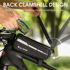 WEST BIKING 7 inches Mountain Bike Mobile Phone Touch Screen Front Beam Bag, Black, Black Gray