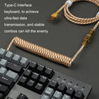 Mechanical Keyboard Spring Cable Gold-plated Aerial Plug, Yellow, Black