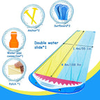 PVC Water Spray Shark Slide Lawn Park Outdoor Water Toys, With Surfboard, Without Surfboard