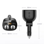 Car Charger With Switch Double Cigarette Hole Car Socket, C06