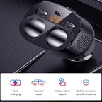 Car Charger With Switch Double Cigarette Hole Car Socket, C06