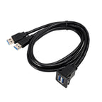 RF-56 Dual-port USB3.0 Waterproof Cable Car Dashboard Audio Extension Line, Cable Length: 1m, Dashboard Audio Extension Line